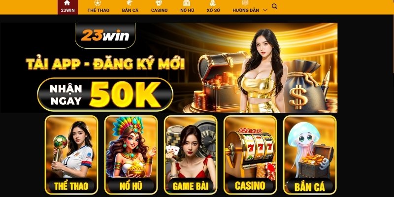 Giao diện trang chủ 23Win cuốn hút