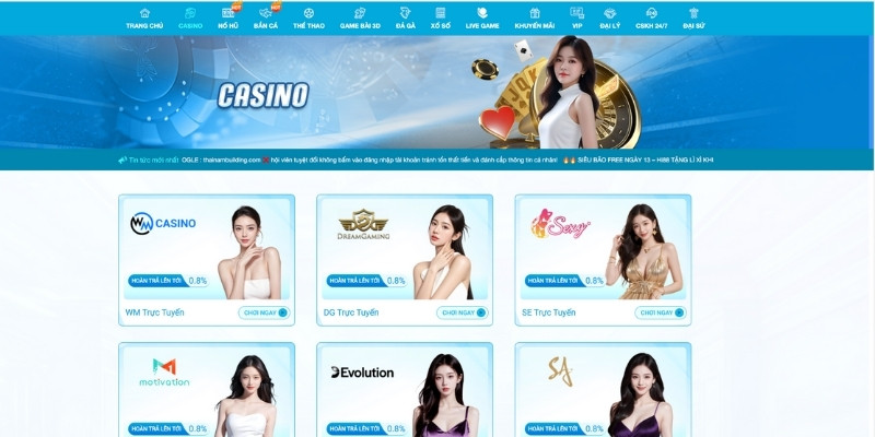 Giao diện trò chơi cuốn hút tha hồ lựa chọn