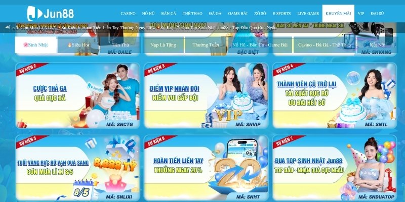 Những khuyến mãi Jun88 hấp dẫn đang chờ đón bạn